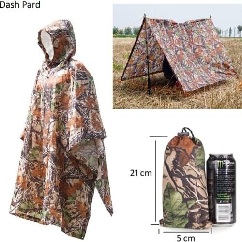 210T Double Pu Plaid Taffeta Wr Treatment (Water Proof 3000) Multifunctional outdoor Raincoat 3 in 1 Poncho Awning Rain Cover