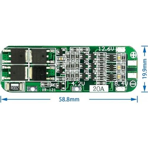 3S 20A Li-ion Lithium Battery 18650 Charger PCB BMS Protection Board 12.6V Cell 59x20x3.4mm Module