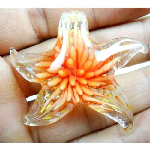 46*50MM Multi-Color Liuli Coloured Glaze Glass starfish Pendant necklace LOOSE BEADS P83