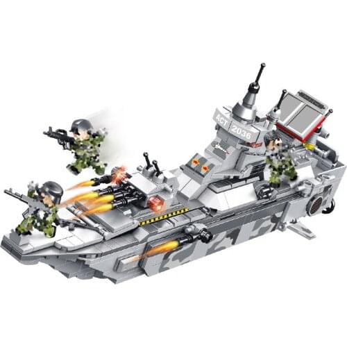 897Pcs Military Series Educational Building Blocks Toys For Kids Boys 6Years DIY Birthday Present 4 IN 1 Ship Model Small Bricks