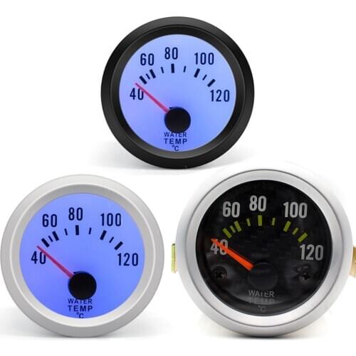 2" 52mm 12V Auto Water Temp Gauge 40~120 ℃ Blue Or White LED Light Temperature Meter With Temp Sensor For 4 6 8 Cylinder