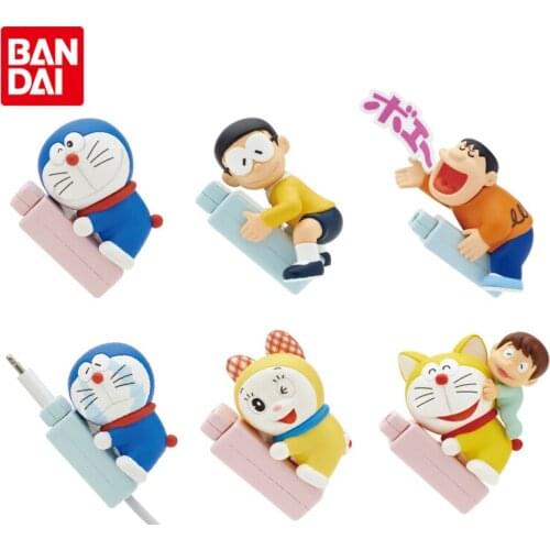Bandai Genuine Gashapon Doraemon Hug Data Line Doll Nobita Nobi Dorami Big G Anime Action Figures Collectible Model Gacha Toys