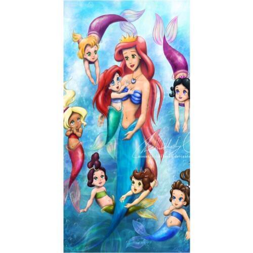 Free Shipping 35x70cm Swim Shower Travel Sports Gym Bath Beach Face Towels High Quality Bamboo Fiber Little Mermaid Hand Towel