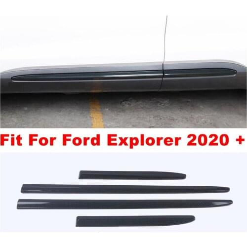 Side Door Body Anti-scratch Molding Stripes Protection Panel Cover Trim Fit For Ford Explorer 2020 2021 ABS Carbon Fiber Look