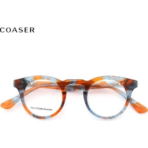 COASER 2020 Vintage Women eyeglasses Glasses Frame Men Suit Prescription Optical Eyeglasses Lens Acetate Sungalsses Eyewear
