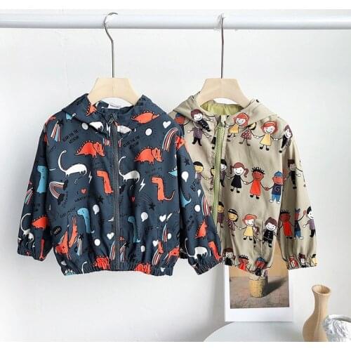COOTELILI Cute Dinosaur Spring Kids Boys Jacket Children Windbreakers Girls Trench Coat Kids Autumn Clothes For Girls