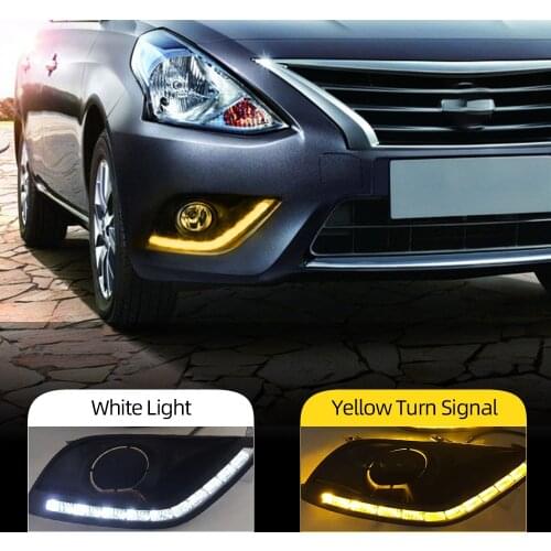 CSCSNL 2Pcs For Nissan Almera Latio Sunny Versa 2014 2015 2016 2017 2018 LED DRL Daytime Running Lights Daylight Fog Head Lamp