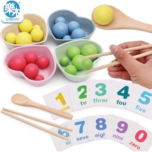 Wooden kids toys training baby focus to improve fine movements hand-eye coordination clip beads Montessori early education toys