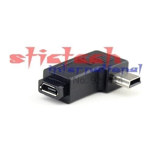 By dhl or ems 500pcs USB Micro 5Pin Female to Mini 5Pin Male 90 Degree Angle right Adapter Converter