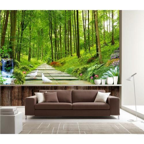 Photo wallpaper nature scenery forest wallpaper mural entrance television background living room corridor 3D stereo mural