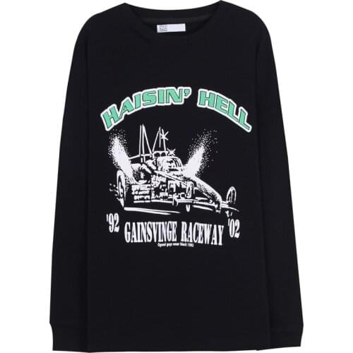 Vintage round neck Autumn top American printing long-sleeved T-shirt lazy Korea style Hip Hop Streetwear футболка женская 2021