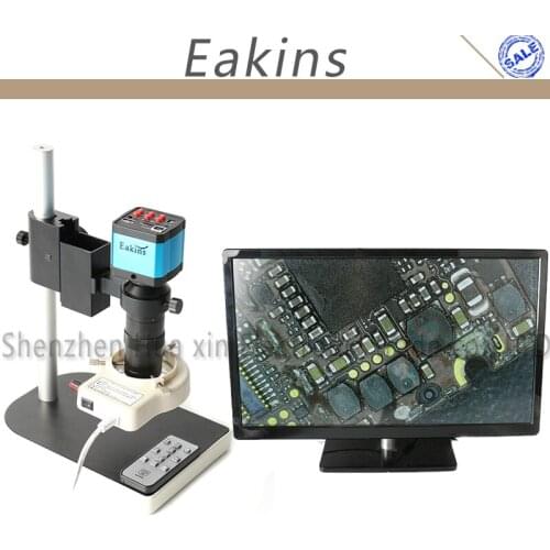 21MP CMOS HDMI Microscope Camera For Industry Lab PCB USB Output TF Card Video Recorder+100X C-mount Lens + 56 LED Light + Stand