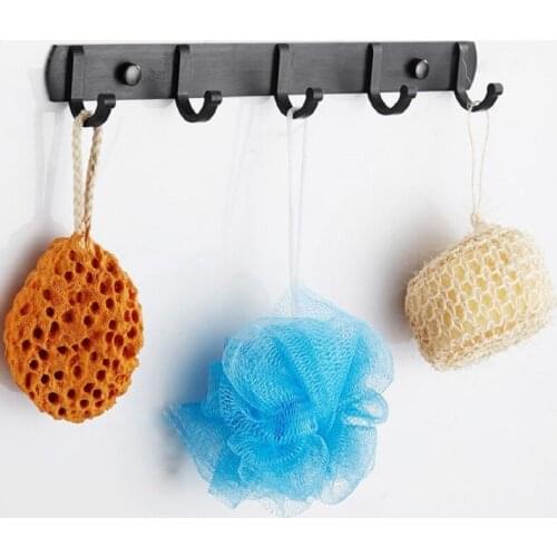 Space aluminum black antique clothes hook European retro bathroom hook five hook