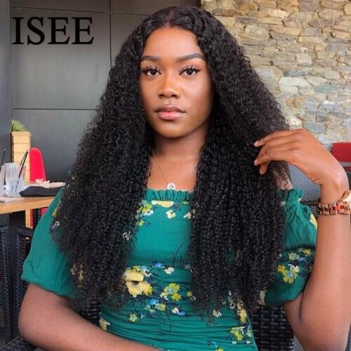 Kinky Curly Wig For Women ISEE HAIR Mongolian Curly Lace Closure Wig 5X5 Curly Lace Closure Human Hair Wigs Lace Closure Wig