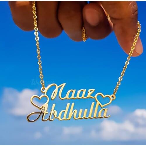 Custom Fashion Stainless Steel Gold Name Necklaces for Women Customized Personalized Crown Heart Nameplate Necklace Jewelry Gift
