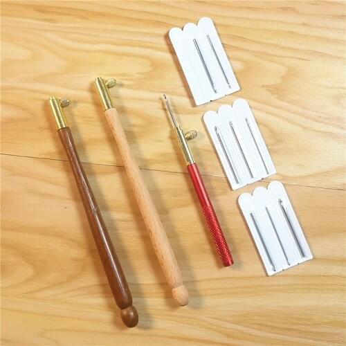 Couture Luneville Needle Hook Wood Handle Tambour Crochet Hook with Needles Lesage Beading Embroidery Tool Kit