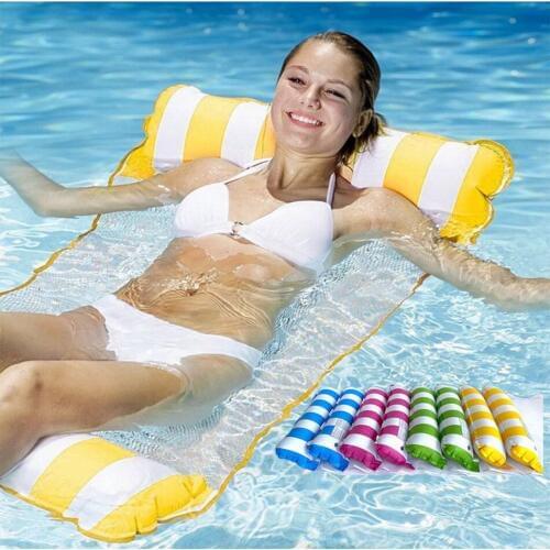 Stripe Inflatable Water Mattress Adults Swimming Float Pool Sea Bed Foldable Sleeping Lounger Summer Air Hammock Party Toy Chai
