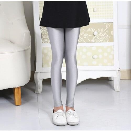 Girls' Gloss Leggings Spring and Autumn New Thin ChildrenS Solid Color Slim Stretch Pants WTP20