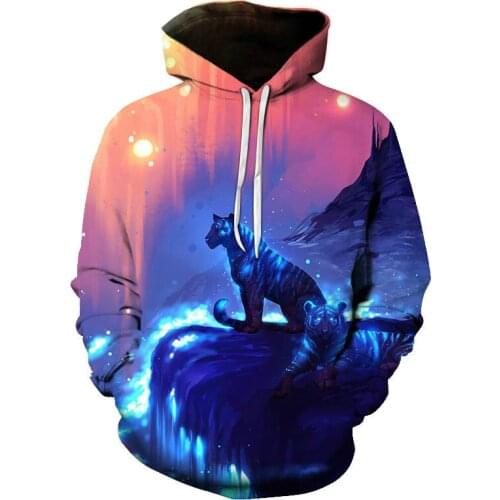 Spring/Summer 2021 new mens 3D tiger print psychedelic sports hot-selling fashionable casual hoodie