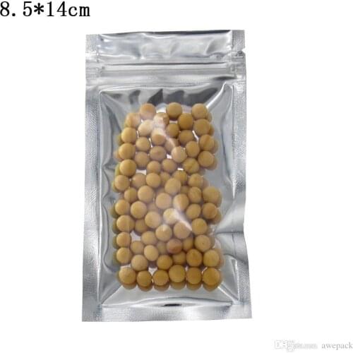 Wholesale 8.5*14cm Mylar Clear Plastic Zipper Bags Food Grade Zip Lock Storage Bag Translucent Aluminum Foil Plastic Packing Bag