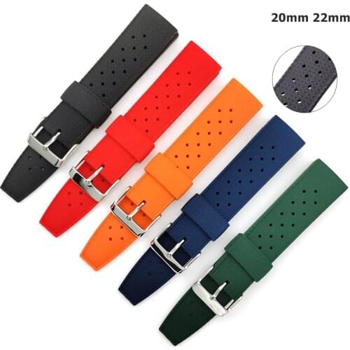 Rubber Watch Band Sport Diving Breathable Strap Bracelet Belt for Seiko SRP777J1 for Omega Smart Watch Waterproof 20mm 22mm
