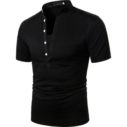 V-neck POLO shirt mens summer breathable quick-drying solid color casual short-sleeved T-shirt high-end fashion mens clothing