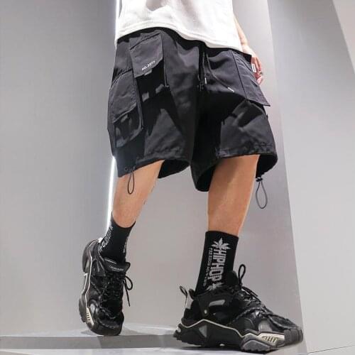 Streetwear Shorts for Men Black Casual Shorts Male Hip Hop Sport Basketball Outside Cargo Techwear Clothing Loose Sweatpants