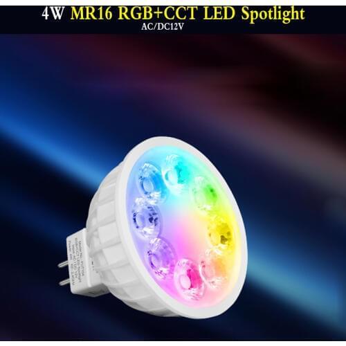 4W MR16 RGB + CCT LED Spotlight AC/DC12V smart LED Bulb Indoor Round led light can APP/voice/2.4GHz remote control 2700~6500K