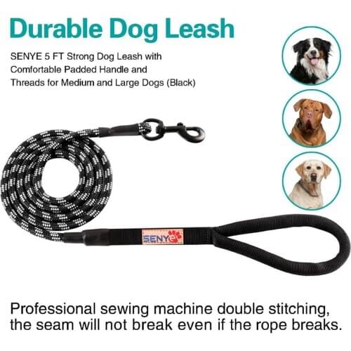Reflective Dog Leashes Nylon Rope Pet Large Dog Running Tracking Leashes Soft Handle Solid Color Leash for Medium Large Dogs