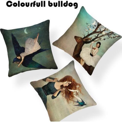 Fun Charming Woman Retro Oil Painting Cushion Cover Nordic Style Cushion Cover Family 18 Cotton Linen Home Office Cover Pillow