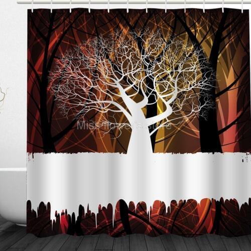 Multi-Size Abstract Shadow Big Tree Pattern Design Custom Shower Curtains Bathroom Waterproof Mildew Polyester Fabric +12 Hook