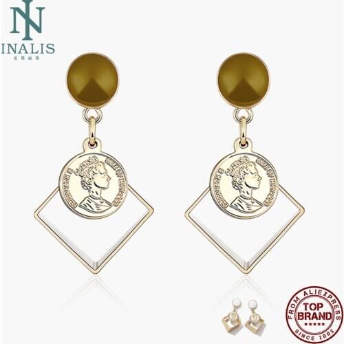 INALIS Copper Earrings For Women Round Queen Sculpture Drop Earring Popular Fit Party Prom Fashion Jewelry Gift Send Girlfriend