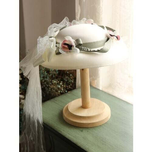 Vintage Satin Fascinator Headwear Women Large Wedding Bride Hat With Mesh Ladies Fairy Flower Gauze Bowknot Fedora Headdress