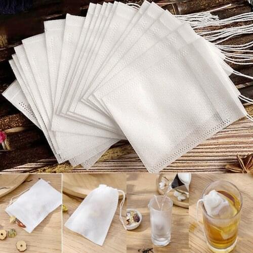 100PCS Disposable Tea Bags Filter Bags for Tea Infuser with String Heal Seal, Food Grade Non-woven Fabric Spice Filters Teabags