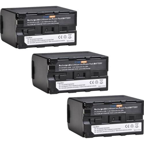 3Pc 970Pro-USB USB Input 7800mAh NP-F980 F960 F970 Battery with LED Power Indicator for Sony F960 F550 F570 F750 F770 MC1500C