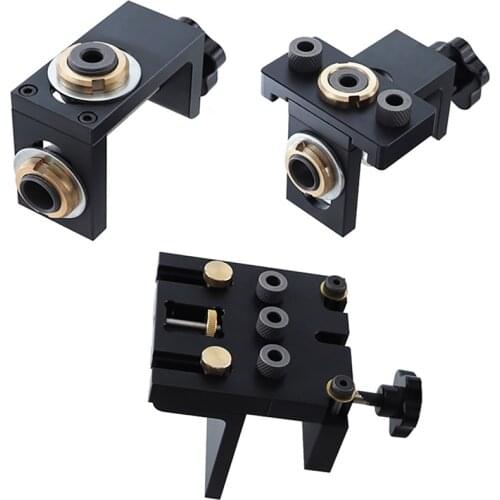 Three-in-One Adjustable Positioning Pin Clamp Woodworking Pocket Hole Fixture, With 8/15mm Drill Bit Positioning Punch Kit