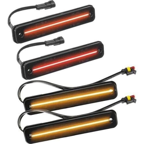 4Pcs Car Smoke Lens F&R LED Side Marker Light Red&Amber Fit for Hummer H2 2003-2004 2005 2006 2007 2008 2009 25952319 15114677
