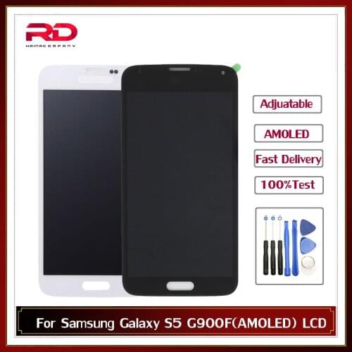 5.1'' AMOLED LCD For SAMSUNG S5 LCD Touch Screen For SAMSUNG Galaxy S5 LCD Display Screen S5 i9600 G900 LCD Parts Adjustable