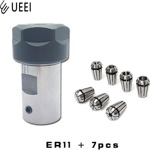 7pcs High Carbon Steel ER11 Spring Collet 1/2/3/4/5/6/7mm with ER11Motor Shaft For CNC Engraving Machine Lathe Mill Tool
