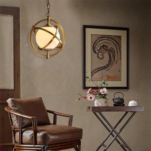 American Globe Pendant Lights Modern Luxury Bedroom Lamp Dining Room European Aisle Restaurant Copper Kitchen Hanging Lamps