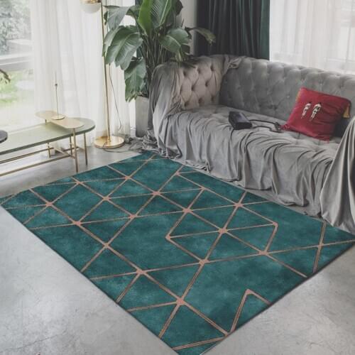 American Style Retro Luxury Carpet Green For Living Room Vintage Sofa Carpet Geometric Strip Rug Rectangle Bedroom Bedside Mat