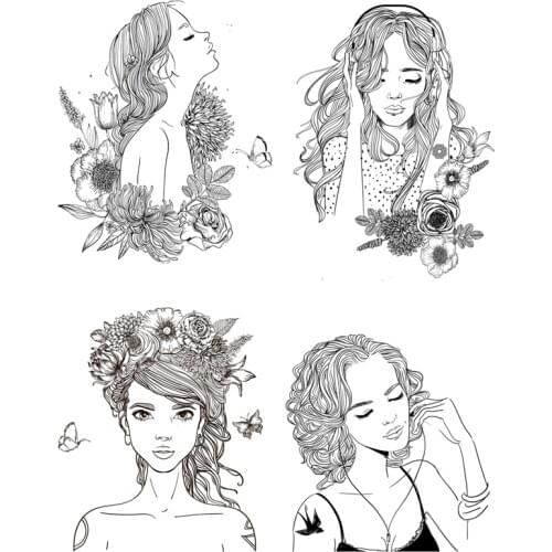 AZSG Fashion Girl / Flowers Clear Silicone Stamps Cutting Dies For DIY Scrapbooking Card Making Photo Album Decorative Crafts