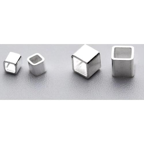 10pcs/lot Tiny Square Silver Spacer Beads For Bracelets Necklace DIY Jewelry Make2mm 3mm Hand Made 925 Sterling Silver Beads