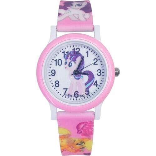 Color Horse Design Cartoon Pony Baby Watch Children Students Quartz Kids Watches for Girls Party Gifts Relogio Kol Saati Clock