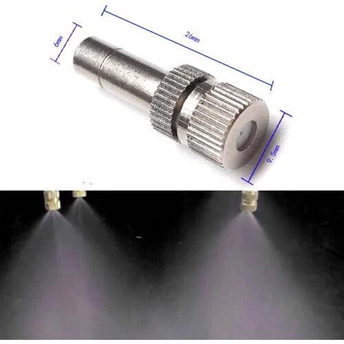 HEMAN 10pcs Mist Sprinklers High Quality Atomizing Misitng Nozzle 6mm Spray Injector Atomization Head Mister Mist Spray System