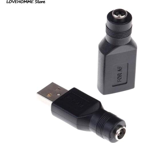 Female Jack To USB 2.0 Male Plug / Female Jack 5V DC Power Plugs Connector Adapter Laptop 5.5*2.1mm Black Color