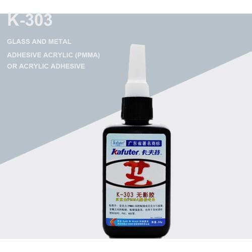 Kafute K-303 50ml Shadowless Glue Adhesive Plastic Glass Metal Rubber+Flashlight UV Curing Adhesive Acrylic Transparent Plastic
