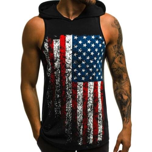 Summer Men Hooded Sport Vest Gym Workout Fitness Stringer Fitness Tank Top Breathable Male Bodybuilding T-Shirt Sport Shirt