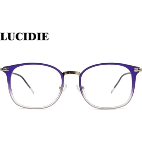 Fashionable women large frame glasses purple stainless steel eyeglasses frame