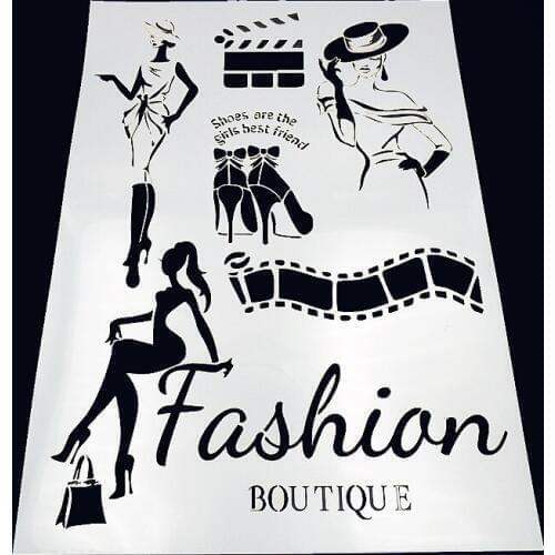 Fashion woman plastic mold shield DIY cake scrapbook stencils hollow Embellishments printing lace ruler Valentines Day